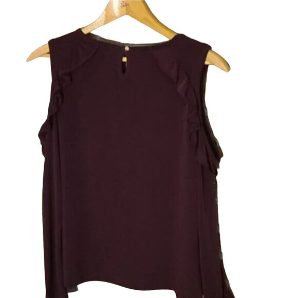 Ivanka Trump Cold Shoulder Burgundy Blouse Women's Size Medium Excellent very ge - Picture 3 of 7